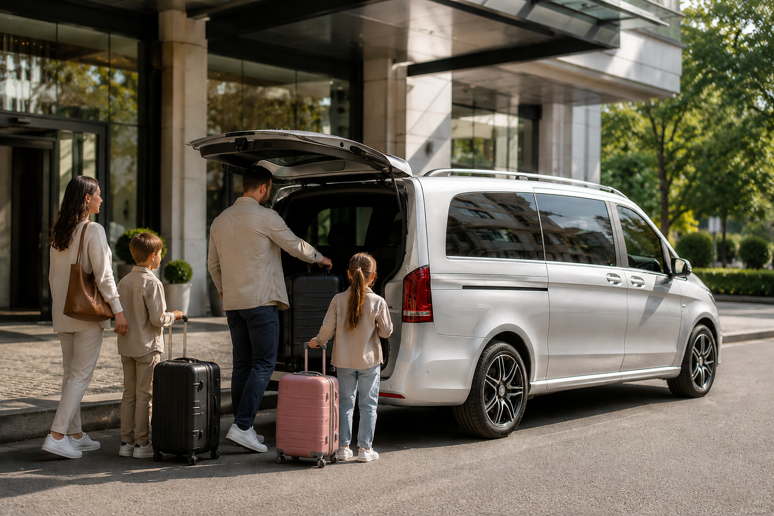 Mercedes V-Class cu șofer pentru transfer aeroport și bagaje